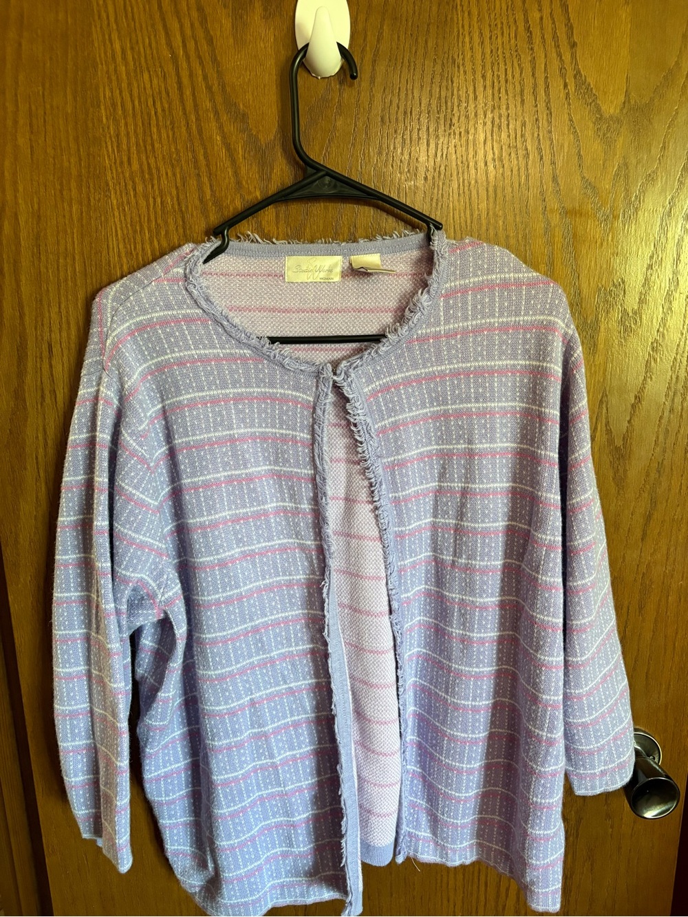 Vintage Studio Works Lavender Striped Open-Front Cardigan